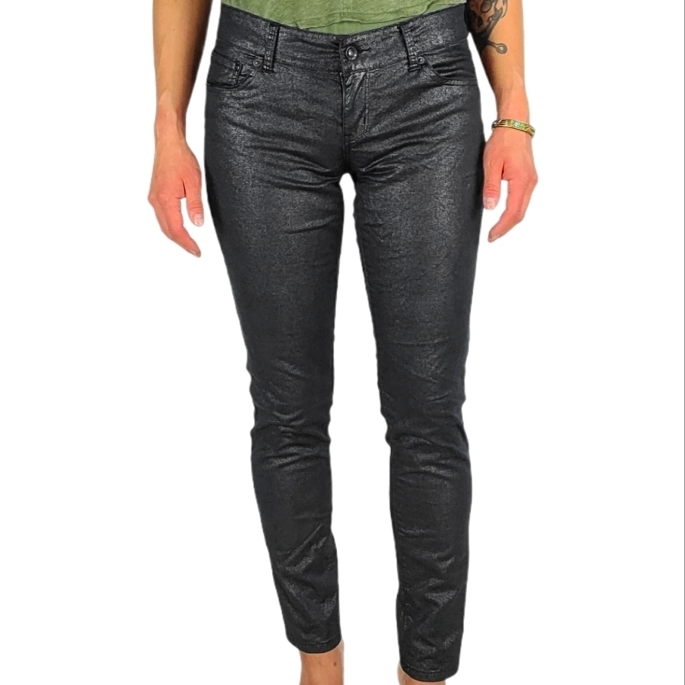 Empyre LOGAN Midrise Pants Size 7x29 Black Shine Skinny